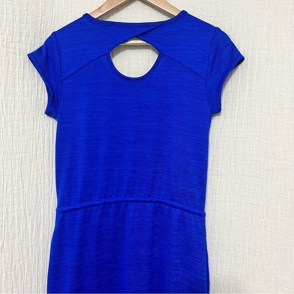 T By Talbots Royal Blue Cap Sleeve Scoop Neck Knit Maxi Dress Pockets Size S - Picture 5 of 7